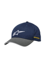 Alpinestars and Grand Prix Racewear branded racing cap in navy and grey, ideal for motorsport enthusiasts.