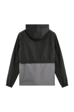 Black and grey Grand Prix Racewear windbreaker jacket with hood, designed for motorsport enthusiasts and racers.