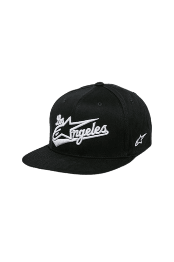 Black snapback cap with 'Los Angeles' and star logo embroidery, ideal for motorsport fans and racewear enthusiasts.