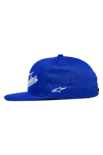 Blue Grand Prix Racewear cap with white logo and embroidery, ideal for motorsport enthusiasts and racing fans.