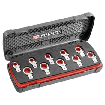 Facom set of 14 x 18 mm metric polygon bits in a durable case, ideal for professional toolkits.