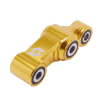 Gold-colored racing car caster wheel with high-performance design for Grand Prix racewear.