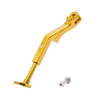 Gold-colored racing part with a small silver bolt, designed for high-performance motorsport applications.