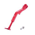 Red Grand Prix Racewear steering damper with mounting hardware for motorcycle racing safety and performance.