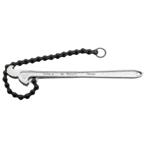 Facom 136A double effect chain wrench with chain and handle for pipe gripping and turning tasks.