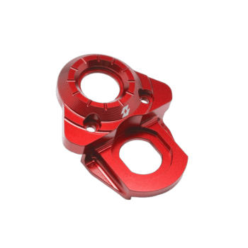 Red Grand Prix Racewear component with precision machining for motorsport safety and performance.