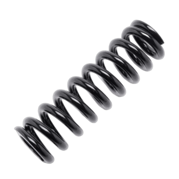Black coil spring for race car suspension from Grand Prix Racewear, designed for high performance and durability.