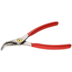 Facom 167A angled nose outside Circlips pliers with red handles on a black background.