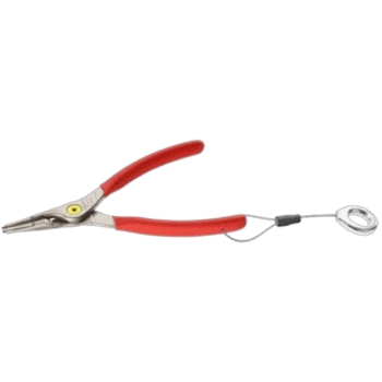 Facom 177A.SLS straight nose outside circlip pliers with red handles and a circular opening at the tip for removing circlips.