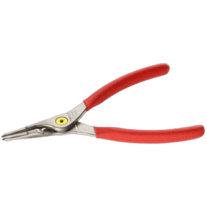 Facom 177A straight nose outside circlip pliers with red handles on a black background.
