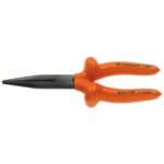 Facom VSE series insulated long semi-round nose pliers with orange handles and 1000V safety rating for electrical work.