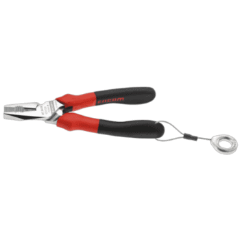 Facom combination pliers 187.18CPESLS with red and black handles, suitable for electrical and mechanical tasks.