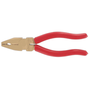 Facom non sparking lineman's pliers with red handles and gold jaws for electrical work safety.