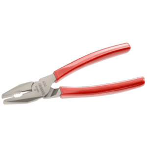 Facom 187A.G combination pliers with red handles and metal jaws, ideal for gripping and cutting tasks.