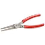 Flat nose pliers with red handles, ideal for precision gripping and bending tasks in automotive and electrical work.