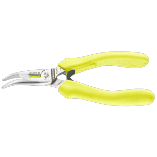195.16cpef-r Facom short half-round nose pliers with offcut retainer in yellow handles for precision gripping and cutting.