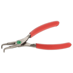 Facom 199A angled nose inside Circlips pliers with red handles on a black background.