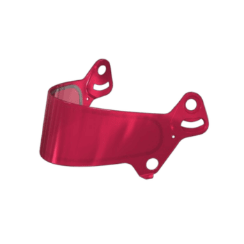 Pink racing helmet visor for Grand Prix racewear, made of durable polycarbonate material.