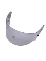 Clear racing helmet visor for Grand Prix racewear, designed for safety and visibility in motorsport.