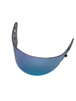 Grand Prix Racewear racing helmet visor with reflective blue tint for motorsport safety and style.