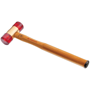 Heavy-duty rubber mallet with wooden handle, ideal for automotive and industrial use, featured on GPR Direct.