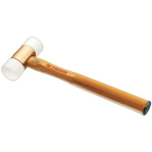 Facom 207A-208A adaptable-tip mallet with wooden handle and white rubber head, ideal for precision striking in automotive and racewear applications.