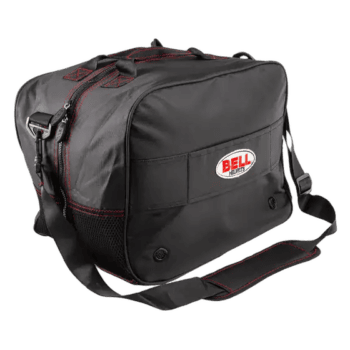 Bell Helmet Bag for racing helmets, black with red accents, durable and spacious for motorsport gear storage.