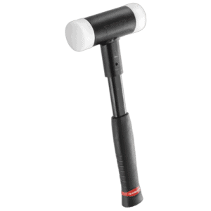Facom 212A dead-blow hammer with interchangeable tips, black handle, and white striking surfaces for precise impact work.