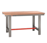 Facom 1.5m workbench with sturdy wooden top and metal frame, ideal for workshop tasks.
