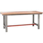 Sturdy 2m Facom workbench with wooden top and metal frame, ideal for professional workshop use.