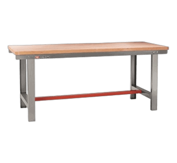 Sturdy 2m Facom workbench with wooden top and metal frame, ideal for professional workshop use.