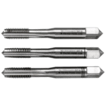 Set of three high-performance cobalt taps for precision machining, featuring durable design and sharp cutting edges.