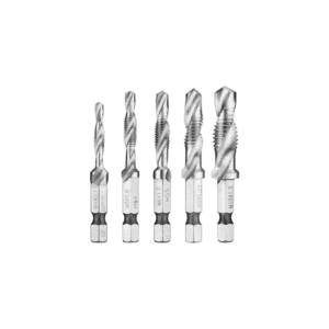 Set of five Facom threading drills in M4, M5, M6, M8, and M10 sizes for precise threading applications.