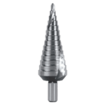 Facom stepped drill bit with multiple sizes, ideal for precise drilling in metal and wood.