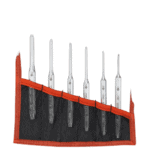 Set of Facom Impact tools with six precision screwdrivers in a black and red tool roll for automotive and mechanical work.