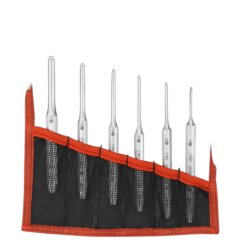 Set of Facom Impact tools with six precision screwdrivers in a black and red tool roll for automotive and mechanical work.