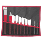 Facom impact tools set 247.265JT10 with various screwdrivers and bits in a red and black roll-up pouch.