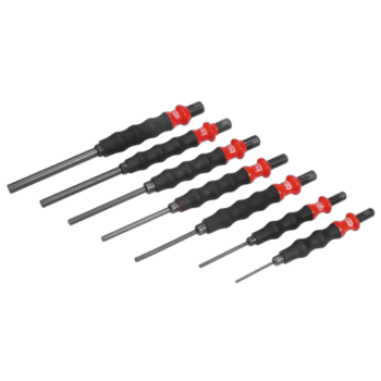 Set of Facom impact tools with sheathed handles and long metal shafts for professional use.
