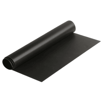 Black rubber matting roll for industrial and workshop use, ideal for flooring and anti-slip surfaces.