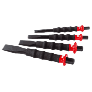 Set of five Facom sheathed tools with black handles and red accents, designed for automotive or mechanical work.