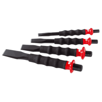Set of five Facom sheathed tools with black handles and red accents, designed for automotive or mechanical work.