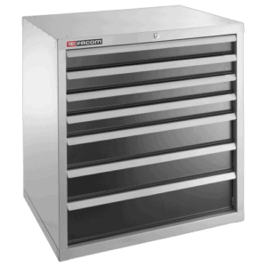 Facom heavy-duty industrial unit with 7 drawers, ideal for workshop storage and organisation.