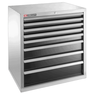 Facom heavy-duty industrial unit with 8 drawers, ideal for workshop storage and organisation.
