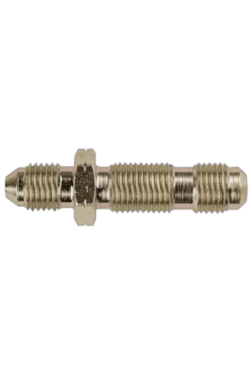 Close-up of a spark plug, essential for engine ignition in motorsport vehicles, showcasing detailed metal threads and electrode.