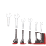 Set of Facom metric extra-slim open-end wrench sets 31.JE8T with various sizes for precise mechanical work.