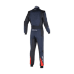 Grand Prix Racewear racing suit in navy blue with black and red accents, designed for motorsport safety and performance.