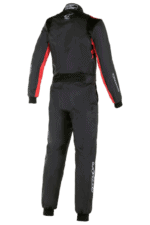 Grand Prix Racewear racing suit in black with red accents, designed for motorsport safety and performance.