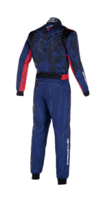 Grand Prix Racewear racing suit in blue with red and black accents, designed for motorsport safety and performance.