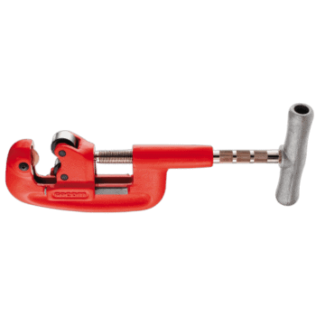Facom stainless steel pipe cutter 338C.60 with red handle and adjustable cutting wheel for plumbing and pipe fitting tasks.