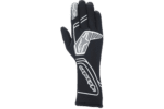 Black racing glove with white and grey accents from Grand Prix Racewear, designed for motorsport safety and performance.